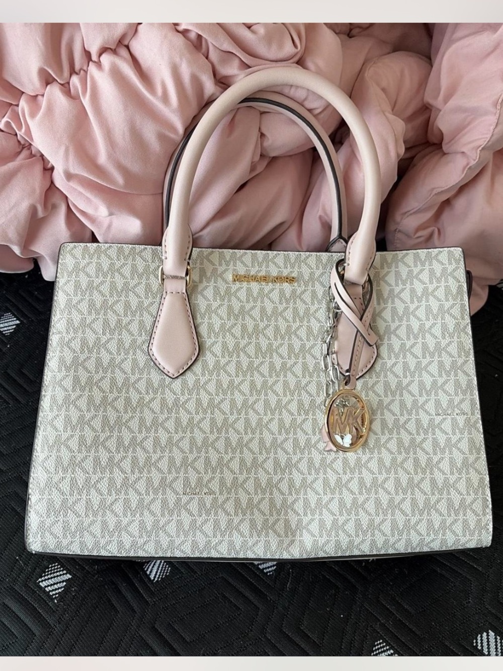 NWT Michael Kors Pink and White Logo Purse